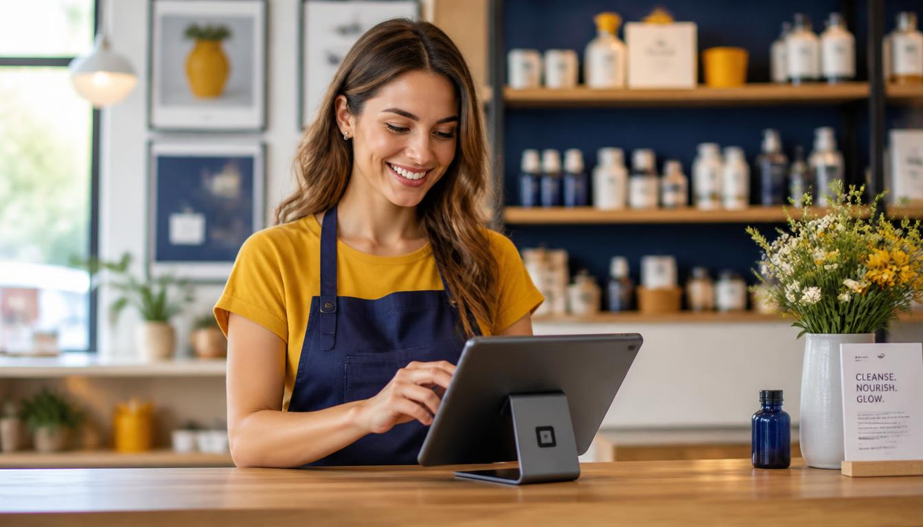 Comerciante usando TPVBIT en su tienda